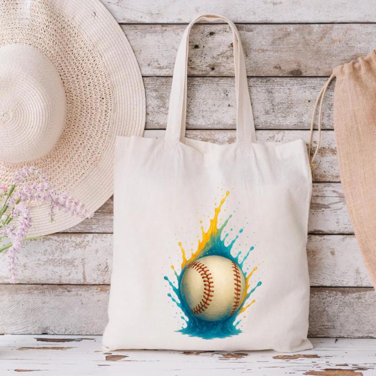 Baseball Splash Team Player For Kids Men Women Canvas Tote Bag