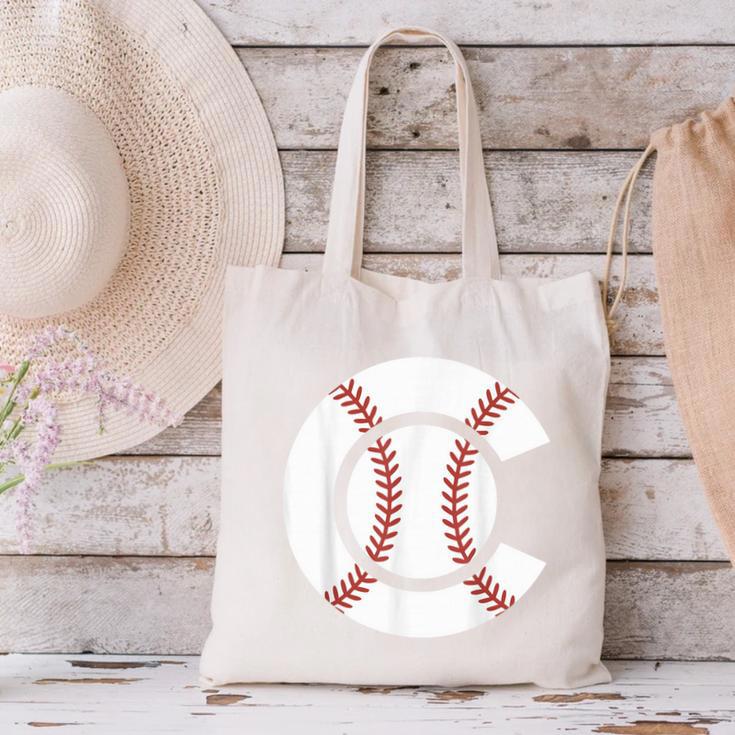 Baseball Sport Player Graphic Monogram Initial Letter C Canvas Tote Bag Baseball Sport Player Graphic Monogram Initial Letter C Canvas Tote Bag