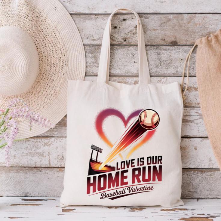 Baseball Valentine Love Is Our Home Run Apparel Canvas Tote Bag