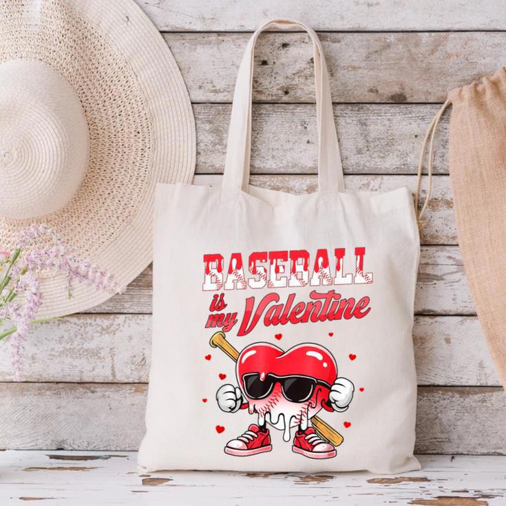 Baseball Is My Valentine Shirt Heart Drip Baseball Lovers Canvas Tote Bag