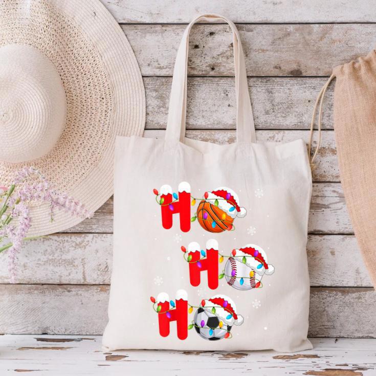 Basketball Baseball Soccer Christmas Ho Ho Ho Santa Xmas Canvas Tote Bag Basketball Baseball Soccer Christmas Ho Ho Ho Santa Xmas Canvas Tote Bag