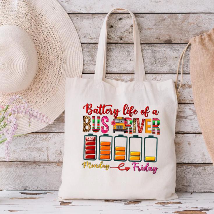 Battery Life Of A Bus Driver First Day Back To School Canvas Tote Bag
