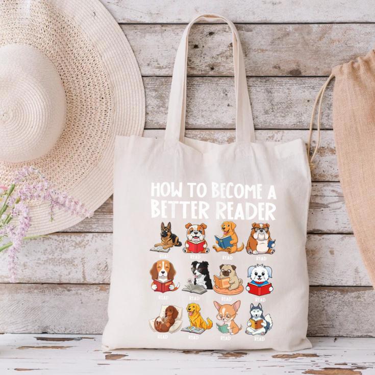 How To Become a Better Reader Dog Back To School Canvas Tote Bag How To Become a Better Reader Dog Back To School Canvas Tote Bag