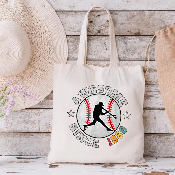 Birthday Baseball Lover 40 Years Old Awesome Since 1986 Canvas Tote Bag