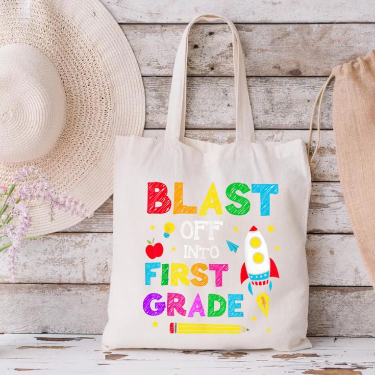 Blast Off Into First Grade Squad First Day Back To School Canvas Tote Bag