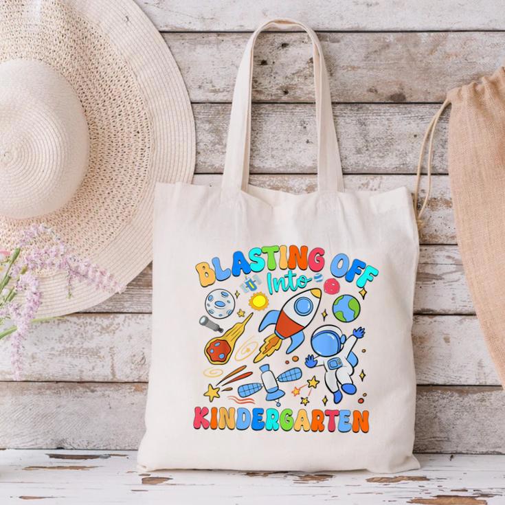 Blasting Off Into Kindergarten Back To School Boys Kid Canvas Tote Bag Blasting Off Into Kindergarten Back To School Boys Kid Canvas Tote Bag
