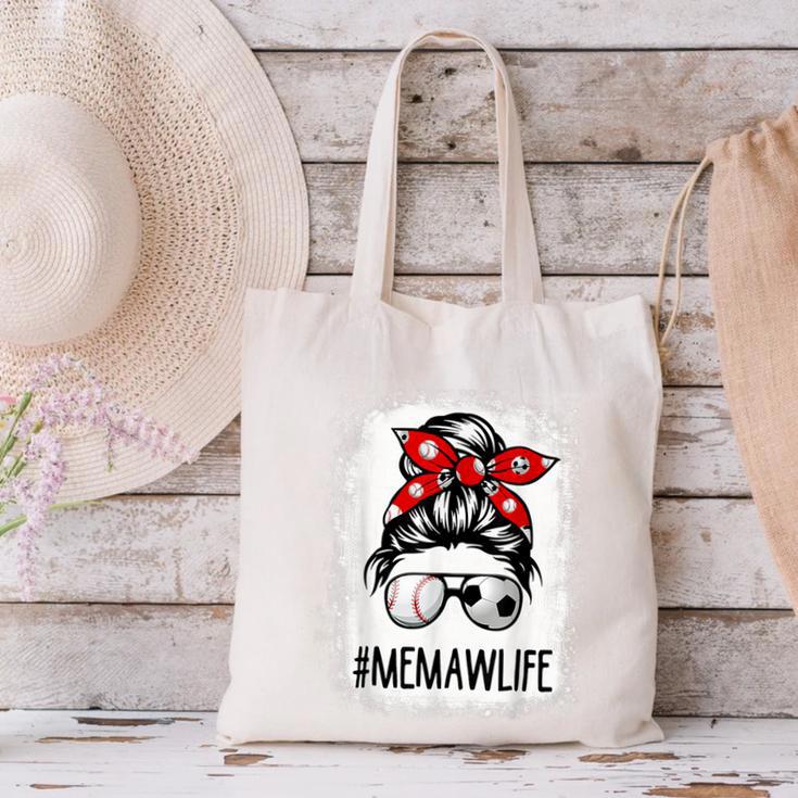 Bleached Memaw Life Soccer Messy Bun Baseball Game Day Canvas Tote Bag Bleached Memaw Life Soccer Messy Bun Baseball Game Day Canvas Tote Bag