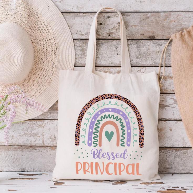 Blessed Principal Back To School Boho Rainbow Premium Tri-Blend Canvas Tote Bag Blessed Principal Back To School Boho Rainbow Premium Tri-Blend Canvas Tote Bag