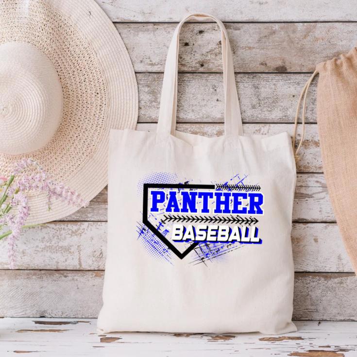 Blue Panther Baseball Home Plate Game Day Mascot Panther Canvas Tote Bag