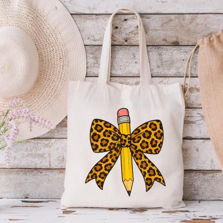 Bow Pencil Leopard First Day Of School Back To School Canvas Tote Bag