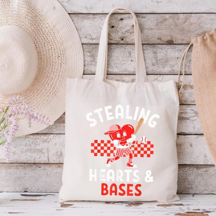 Boys Baseball Valentines Day Stealing Hearts Valentine Kids Canvas Tote Bag