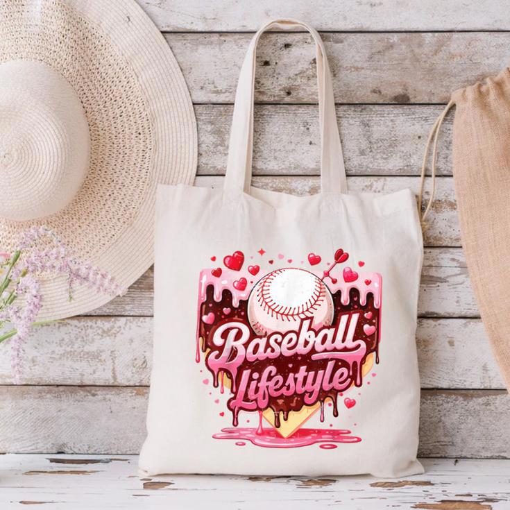 Boys Valentine Baseball Lifestyle Home Plate Ice-Cream Drip Canvas Tote Bag