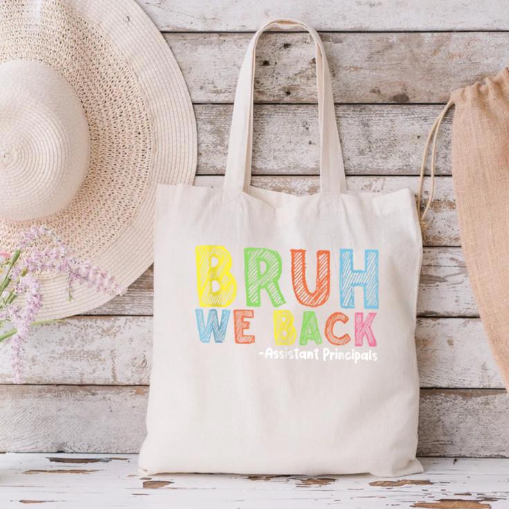 Bruh We Back Assistant Principal Back To School Groovy Canvas Tote Bag Bruh We Back Assistant Principal Back To School Groovy Canvas Tote Bag
