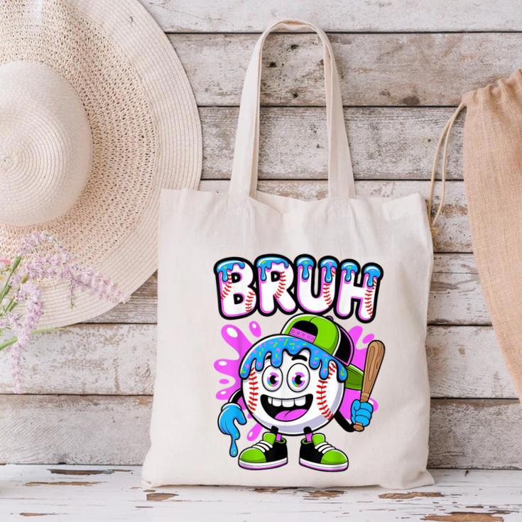 Bruh Baseball Drip Boys Youth Ice Cream Dripping Baseball Canvas Tote Bag