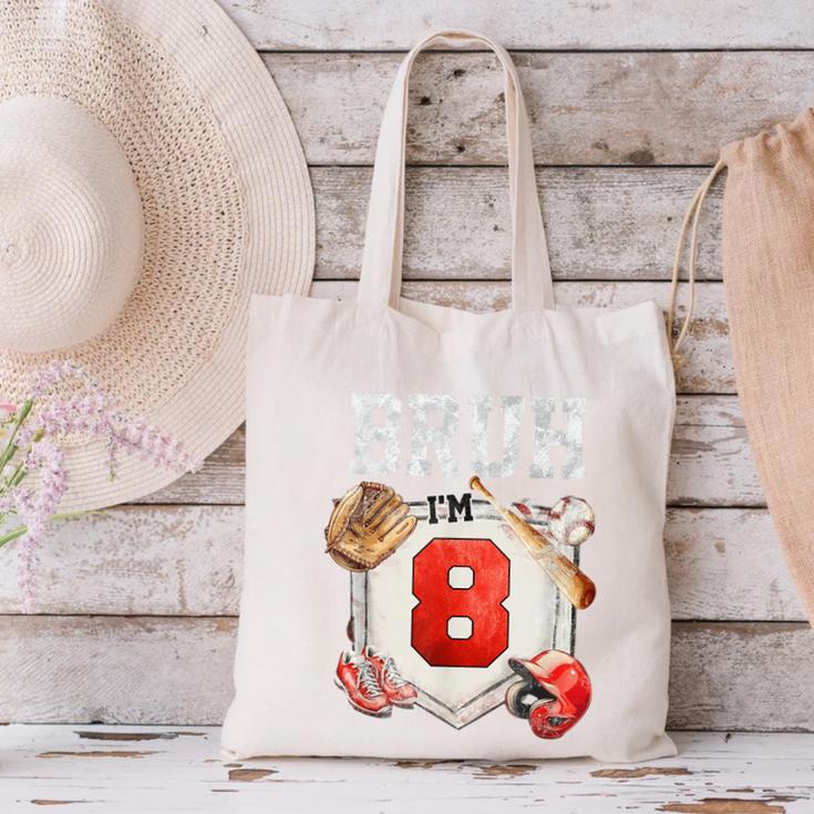 Bruh I'm 8 Baseball 8th Birthday Sports 8 Year Old Boy Canvas Tote Bag