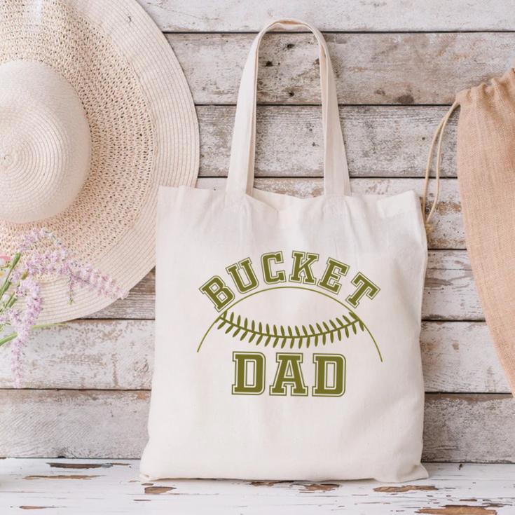 Bucket Dad Softball Dad Baseball Player Dad Canvas Tote Bag