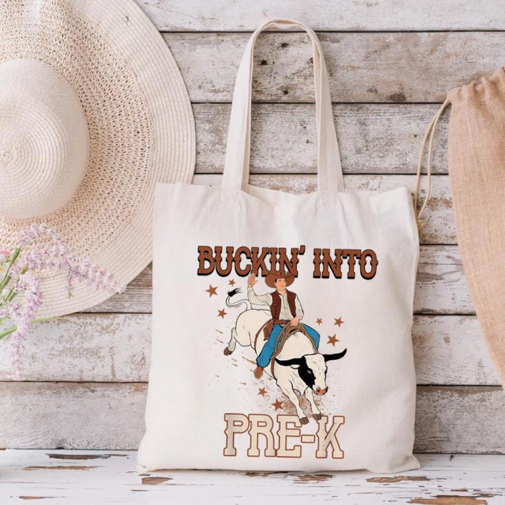 Buckin' Into Pre-K Back To School Cowboy Western Canvas Tote Bag Buckin' Into Pre-K Back To School Cowboy Western Canvas Tote Bag