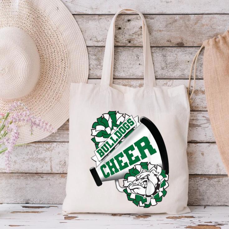 Bulldogs Cheerleading Back To School Cheer Team Spirit Green Canvas Tote Bag Bulldogs Cheerleading Back To School Cheer Team Spirit Green Canvas Tote Bag