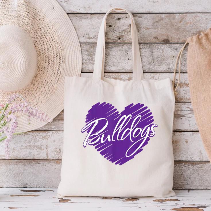Bulldogs Heart Back To School Spirit P Canvas Tote Bag