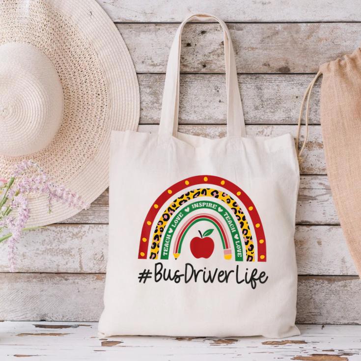 Bus Driver Rainbow Appreciation Day Hello Back To School Canvas Tote Bag Bus Driver Rainbow Appreciation Day Hello Back To School Canvas Tote Bag