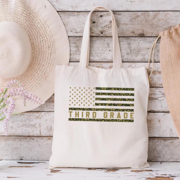 Camo American Flag Third Grade Back To School 3rd Grade Premium Tri-Blend Canvas Tote Bag