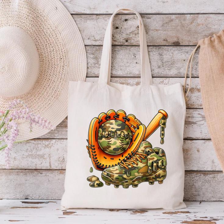 Camo Ice Cream Drip Baseball Stuff Baseball Drip Boys Canvas Tote Bag