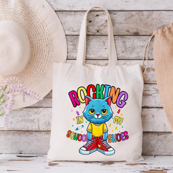 Cat Rocking I n My School Shoes Back To School Student Canvas Tote Bag Cat Rocking I n My School Shoes Back To School Student Canvas Tote Bag
