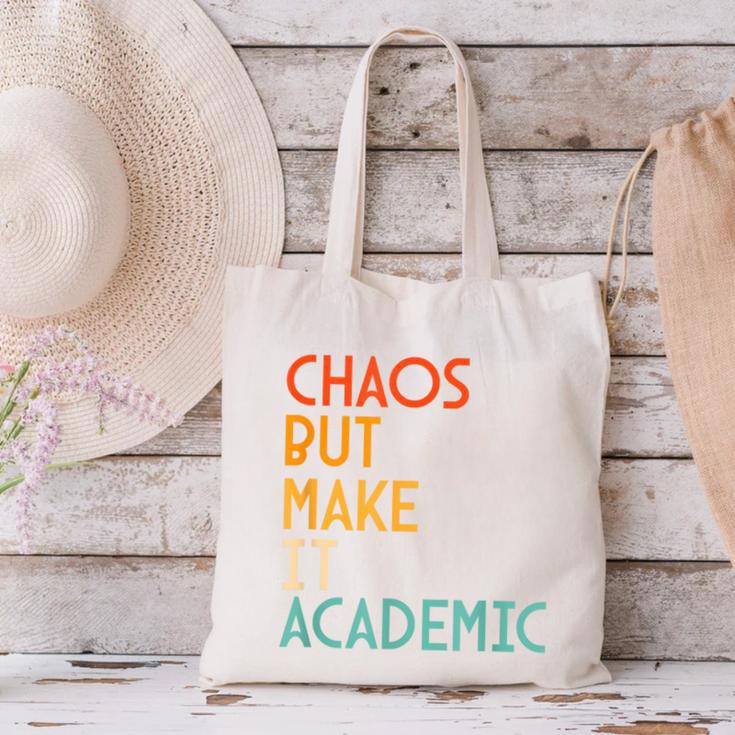 Chaos But Make It Academic Retro Back To School Canvas Tote Bag