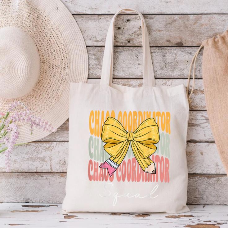Chaos Coordinator Squad Groovy Coquette Bow Back To School Canvas Tote Bag Chaos Coordinator Squad Groovy Coquette Bow Back To School Canvas Tote Bag