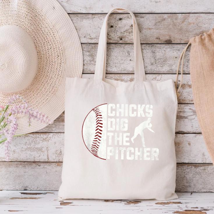 Chicks Dig The Pitcher Baseball Canvas Tote Bag