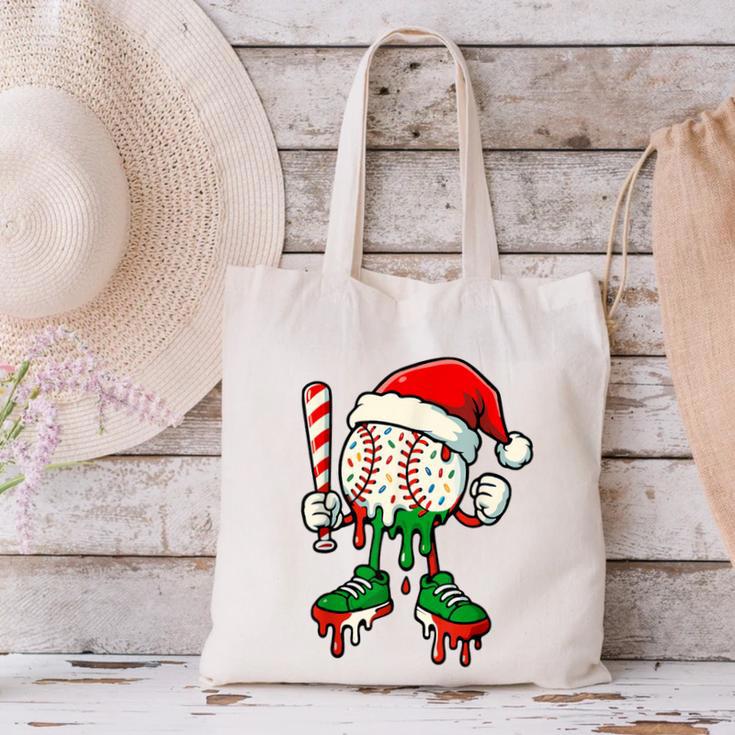 Christmas Baseball Drip For Boys Ice Cream Drip Baseball Canvas Tote Bag Christmas Baseball Drip For Boys Ice Cream Drip Baseball Canvas Tote Bag