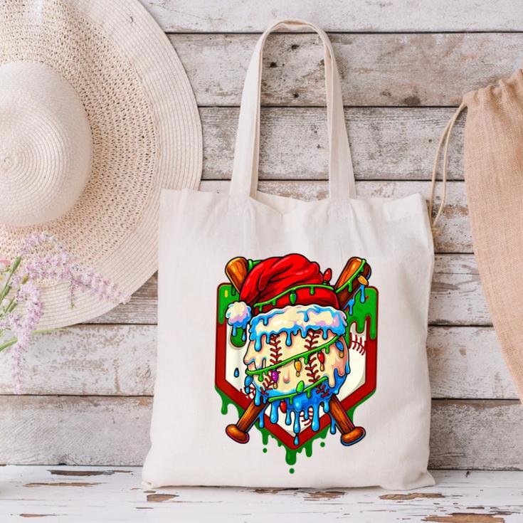 Christmas Baseball Ice Cream Drip Santa Baseball Player Kids Canvas Tote Bag Christmas Baseball Ice Cream Drip Santa Baseball Player Kids Canvas Tote Bag