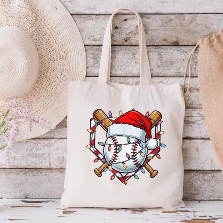 Christmas Baseball Santa Hat For Baseball Players Fans Canvas Tote Bag Christmas Baseball Santa Hat For Baseball Players Fans Canvas Tote Bag