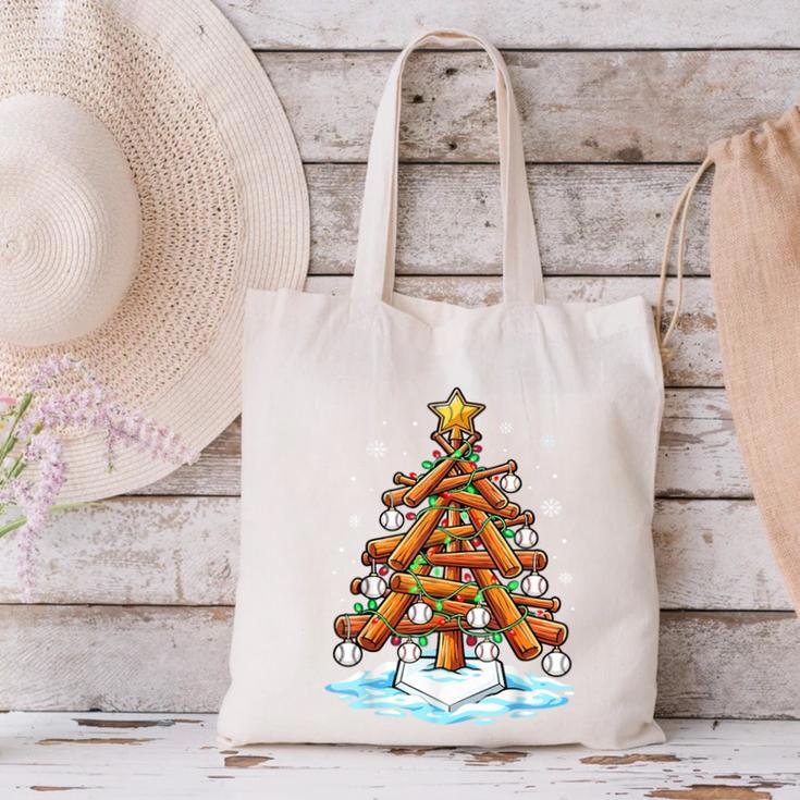 Christmas Baseball Tree Lights Xmas Canvas Tote Bag Christmas Baseball Tree Lights Xmas Canvas Tote Bag