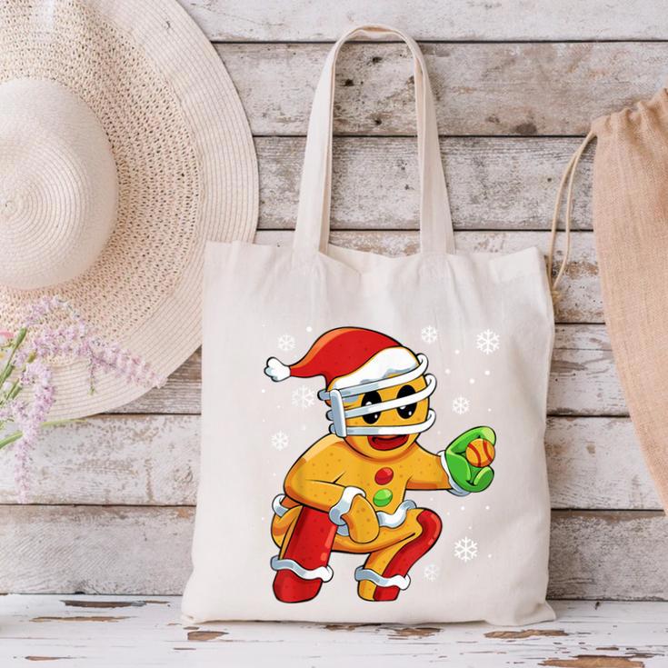 Christmas Gingerbread Man Baseball Player Catcher Canvas Tote Bag Christmas Gingerbread Man Baseball Player Catcher Canvas Tote Bag