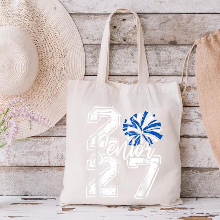 Class Of 2027 Cheer Blue Senior 2027 Back To School Canvas Tote Bag