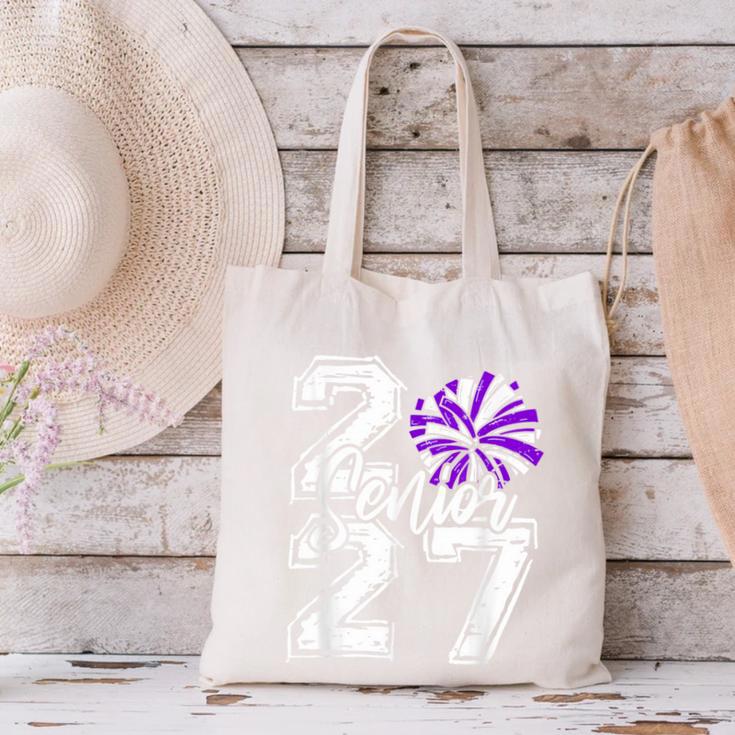 Class Of 2027 Cheer Purple Senior 2027 Back To School Canvas Tote Bag Class Of 2027 Cheer Purple Senior 2027 Back To School Canvas Tote Bag
