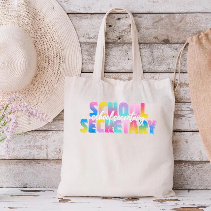 Colorful School Secretary Back To School Rainbow Canvas Tote Bag Colorful School Secretary Back To School Rainbow Canvas Tote Bag