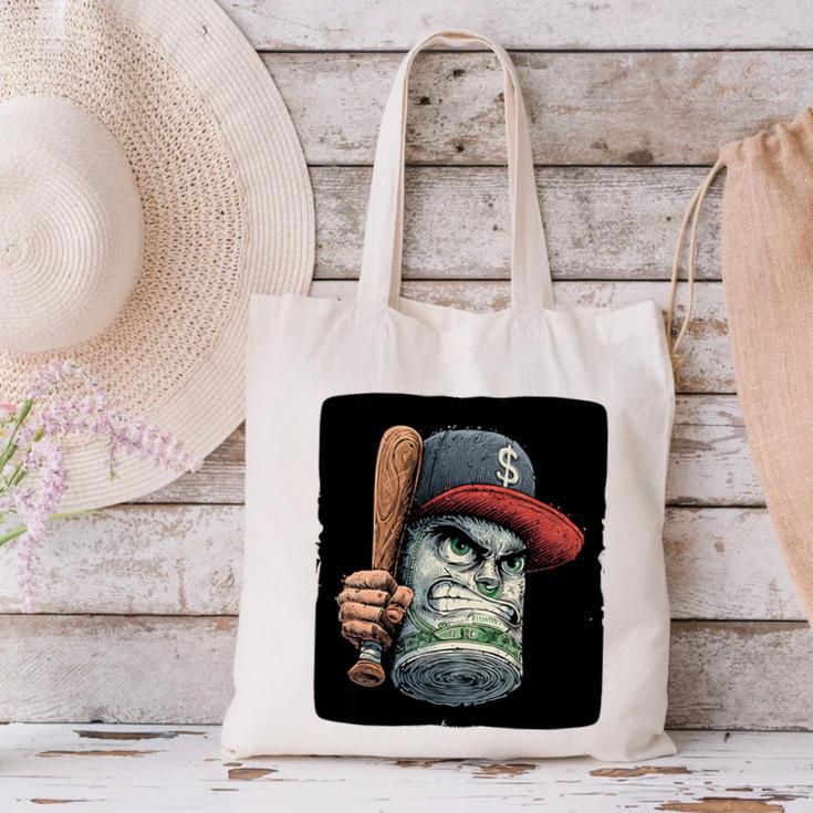 Cool Dollar Bill Guy With Cap And Baseball Costume Premium Tri-Blend Canvas Tote Bag Cool Dollar Bill Guy With Cap And Baseball Costume Premium Tri-Blend Canvas Tote Bag