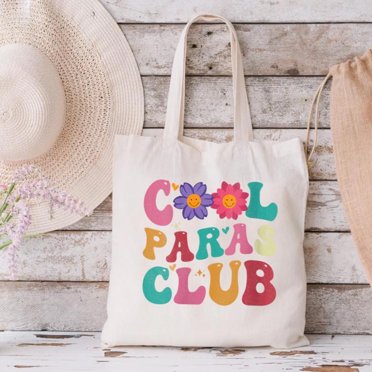 Cool Paras Club Paraprofessional Groovy Back To School Canvas Tote Bag Cool Paras Club Paraprofessional Groovy Back To School Canvas Tote Bag