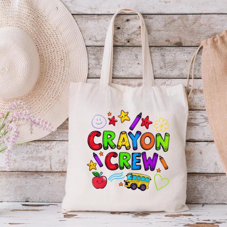 Crayon Crew Cute Back To School Canvas Tote Bag