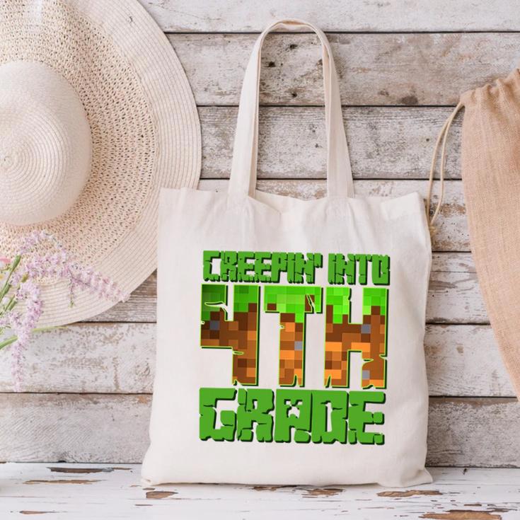 Creepin’ Into 4th Grade Kids Boy Gamer Pixel Back To School Performance Canvas Tote Bag
