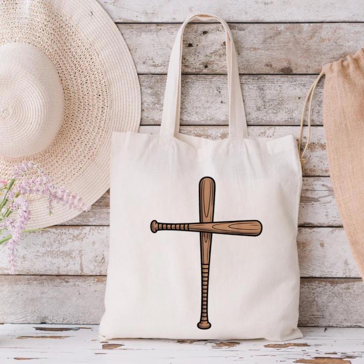 Cross Baseball Bats Christian Faith Sports Coach Pitcher Canvas Tote Bag Cross Baseball Bats Christian Faith Sports Coach Pitcher Canvas Tote Bag