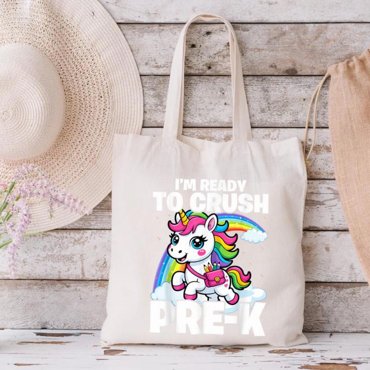 Crush Pre-K Girls Back To School Unicorn First Day Preschool Canvas Tote Bag