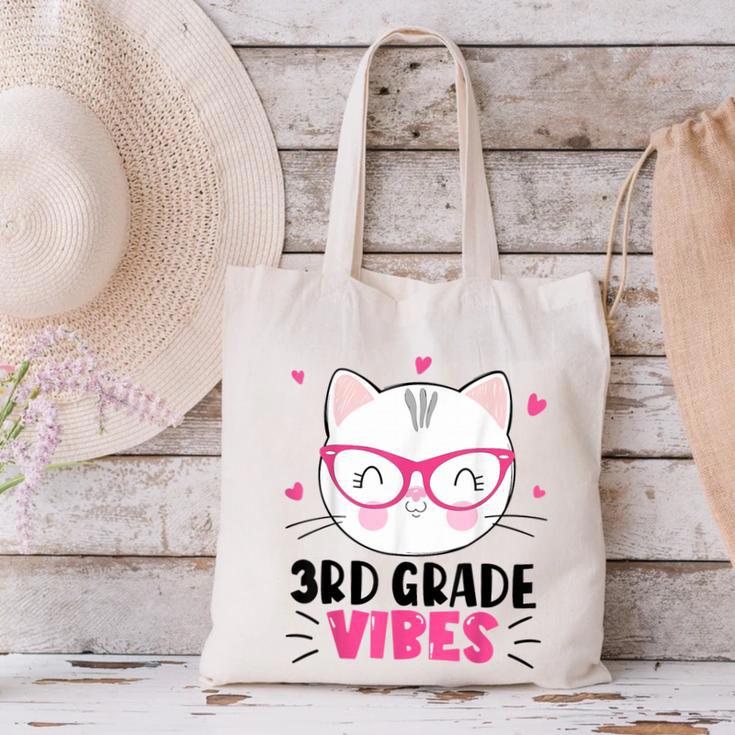 Cute 3rd Grade Vibes Cat Kitten Lover Back To School Girls Canvas Tote Bag Cute 3rd Grade Vibes Cat Kitten Lover Back To School Girls Canvas Tote Bag