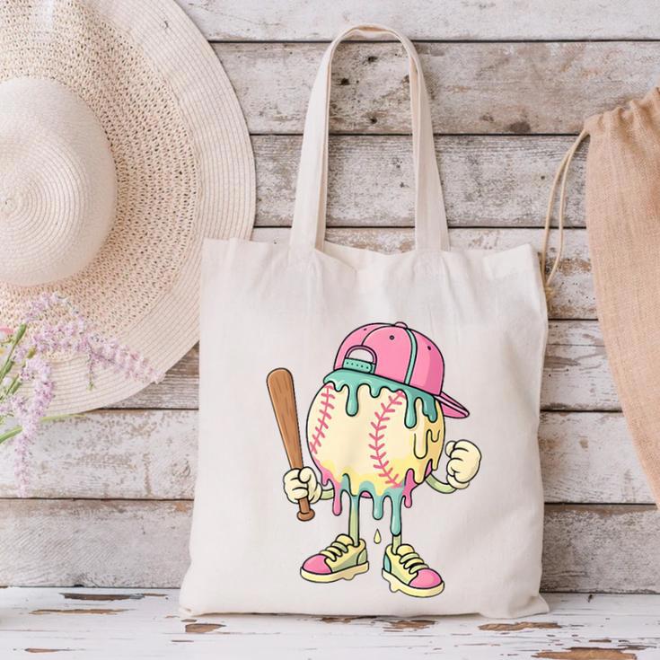 Cute Baseball Ice Cream Drip For Girls & Boys 2 Sides Canvas Tote Bag Cute Baseball Ice Cream Drip For Girls & Boys 2 Sides Canvas Tote Bag