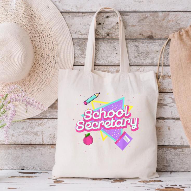 Cute School Secretary Shirt 80's 90's Back To School Canvas Tote Bag Cute School Secretary Shirt 80's 90's Back To School Canvas Tote Bag