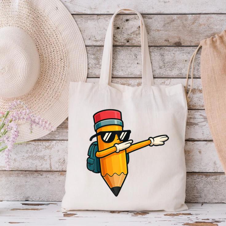 Dabbing Pencil Dancing Back To School First Day Student Boys Canvas Tote Bag Dabbing Pencil Dancing Back To School First Day Student Boys Canvas Tote Bag