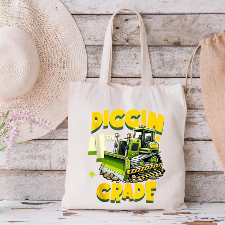 Diggin 4th Grade Bulldozer Back To School Canvas Tote Bag Diggin 4th Grade Bulldozer Back To School Canvas Tote Bag