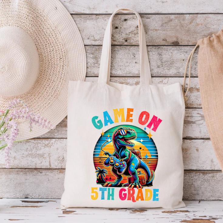 Dinosaur Video Games Back To School 5th Grade Boys Gamer Canvas Tote Bag Dinosaur Video Games Back To School 5th Grade Boys Gamer Canvas Tote Bag